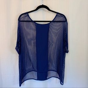 Trouve Blue Open Net Top - Size Small